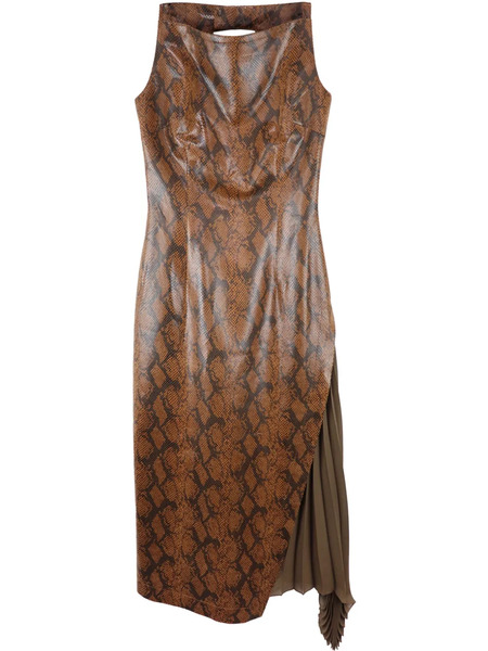  Rokh Pleated Dress - Brown 