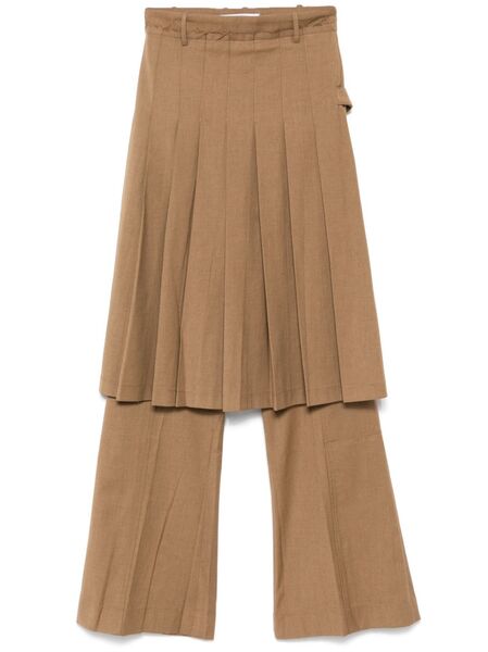  Rokh Pleated Skirt-trousers - Brown 