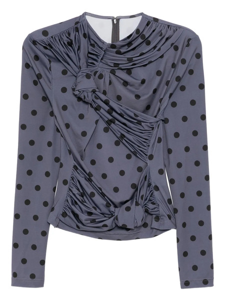  Rokh Polka-dot Knotted Top - Grey 
