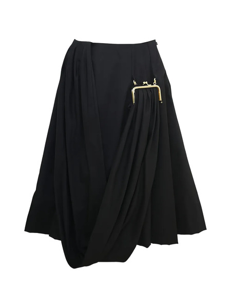  Rokh Purse Draped Midi Skirt - Black 
