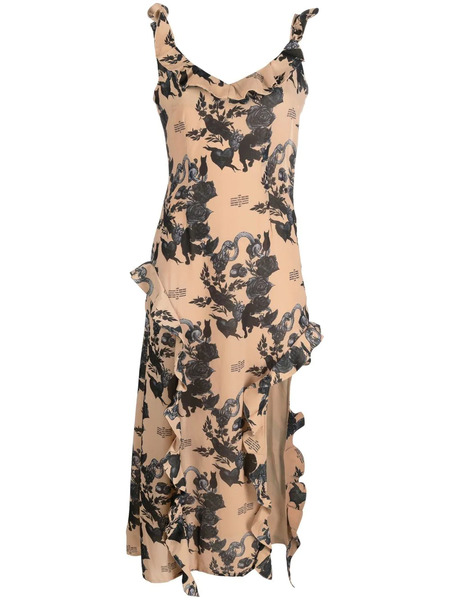  Rokh Ruffle Detail Long Dress - Neutrals 