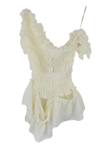  Rokh Smocking Ruffled Top - Neutrals 