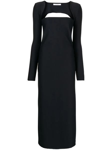  Rokh Square-neck Long-sleeve Midi Dress - Black 