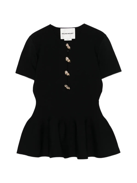  Roland Mouret Button Detail Peplum Top - Black 