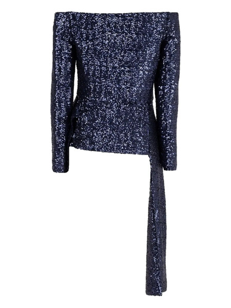  Roland Mouret Sequin-embellished Off-shoulder Top - Blue 