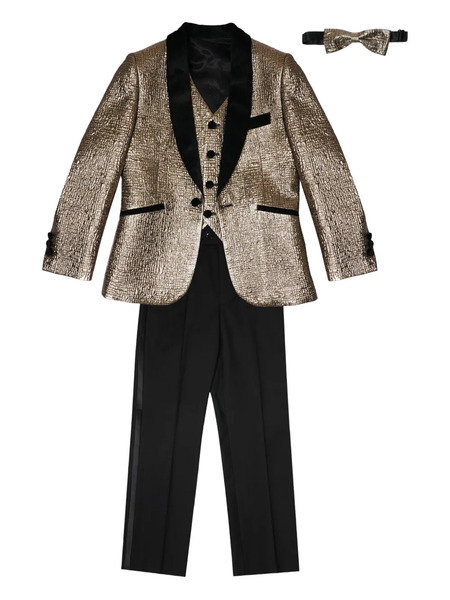  Romano Kids Contrasting-trim Suit (set Of Four) - Gold 