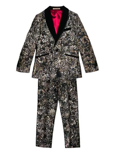  Romano Kids Floral-brocade Two-piece Suit - Gold 
