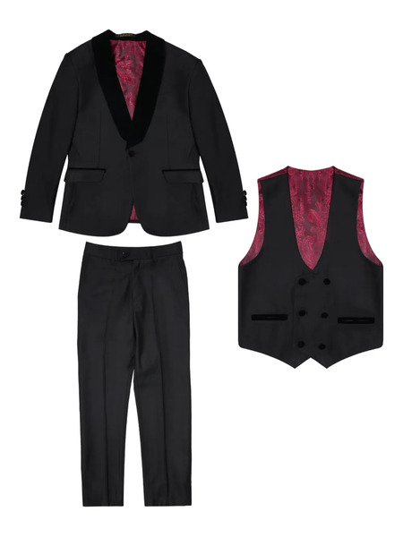  Romano Kids Velvet-trim Suit (set Of Three) - Black 