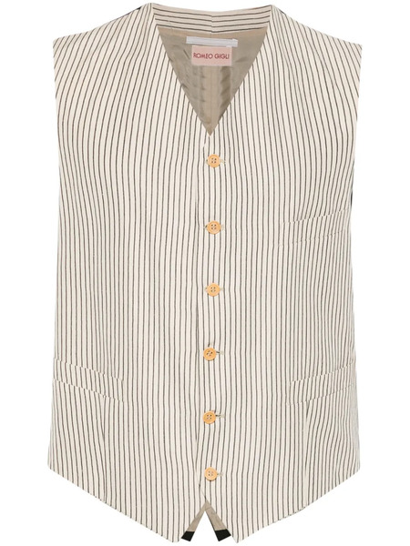  Romeo Gigli Pre-owned 1990s Single-breasted Pinstriped Vest - Neutrals 