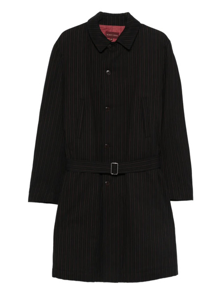  Romeo Gigli Pre-owned 1990s Striped-pattern Belted Coat - Black 