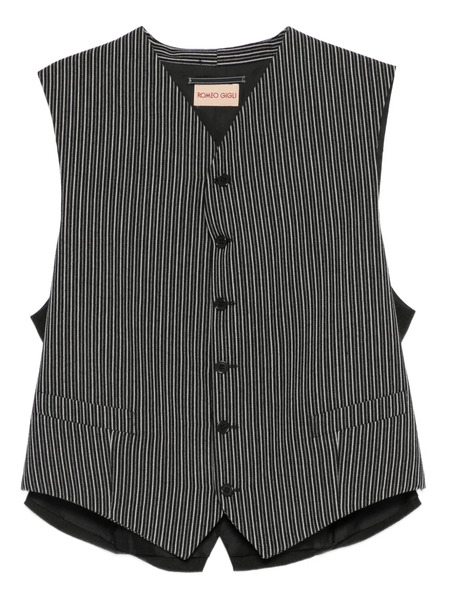  Romeo Gigli Pre-owned 1990s Striped-pattern Vest - Black 