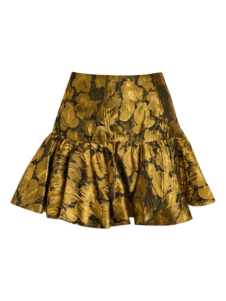 Ronny Kobo Stormi Floral-jacquard Mini Skirt - Gold 