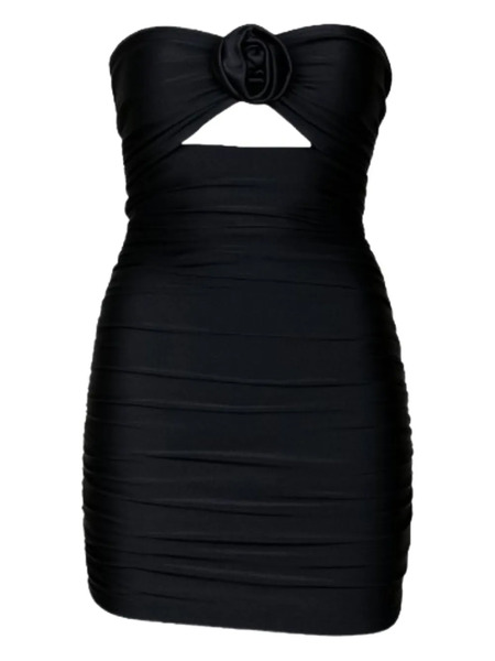  Room76 Floral-appliqué Strapless Mini Dress - Black 