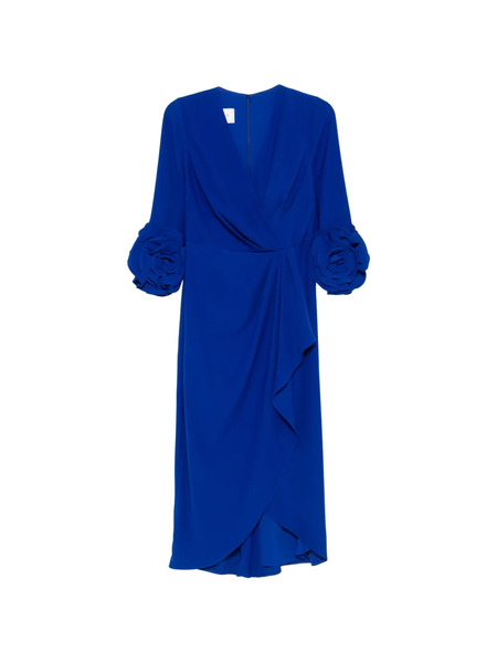  Rosa Clará Floral Ruffle Midi Dress - Blue 