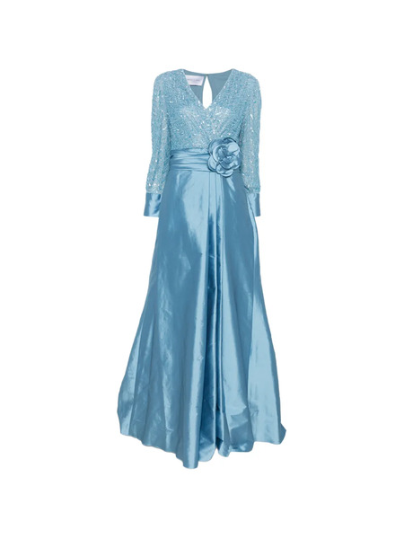  Rosa Clará Sequinned Flower-appliqué Gown - Blue 
