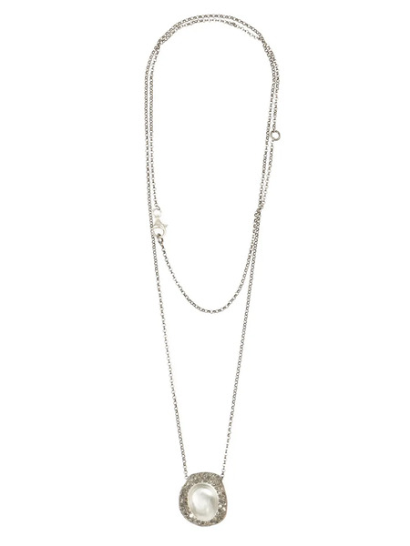  Rosa Maria Circular Diamond Pendant Necklace - Silver 