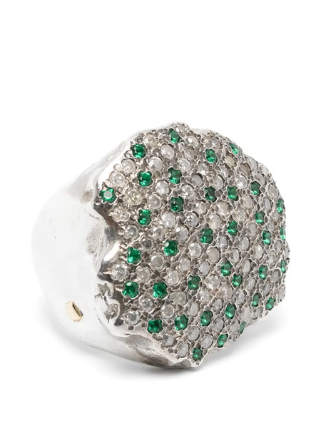  Rosa Maria Mona Emerald Diamond Ring - Silver 