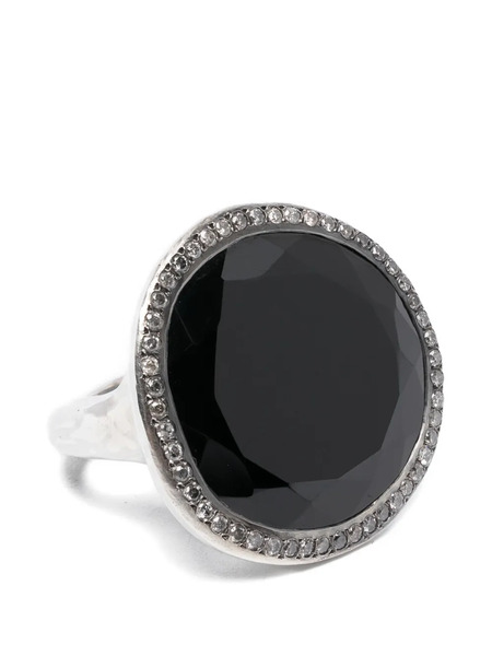  Rosa Maria Roberta Diamond Black Spinel Ring - Silver 