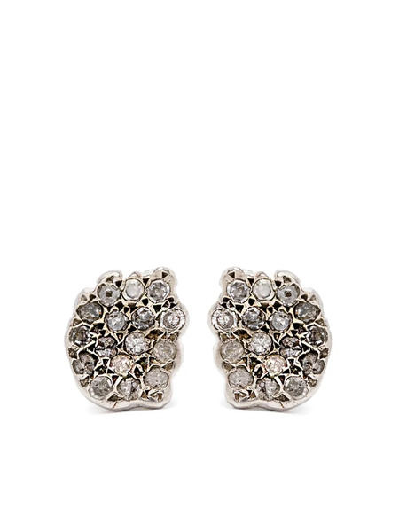  Rosa Maria Sterling Silver Diamonds Stud Earrings 