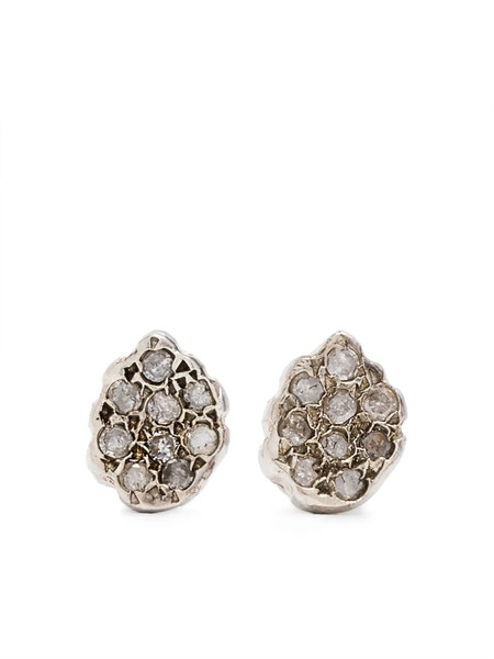  Rosa Maria Sterling Silver Diamonds Stud Earrings 