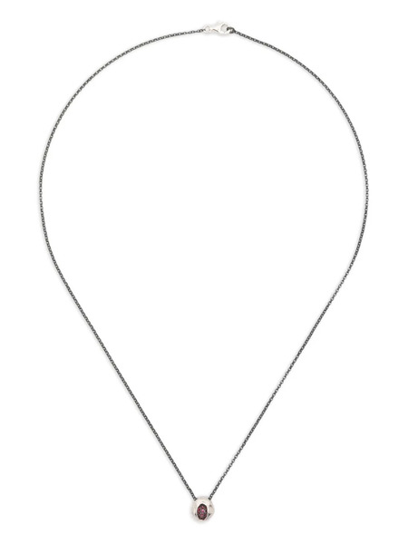  Rosa Maria Sterling Silver Irregular-pendant Ruby Necklace 
