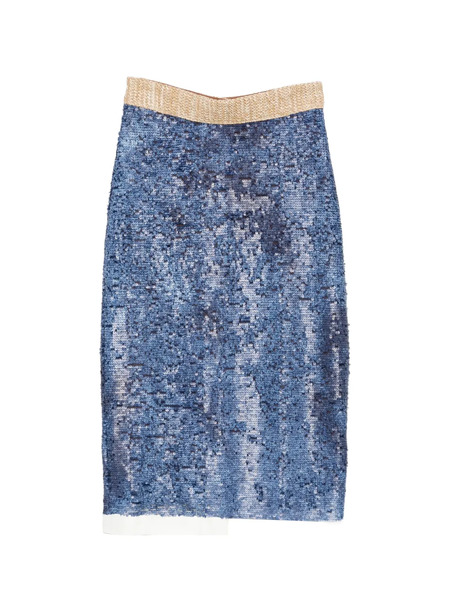  Rosanna Ocampo Sequin-embellishment Midi Skirt - Blue 