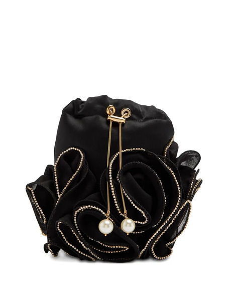  Rosantica Ruffles Crystal-embellished Satchel Bag - Black 