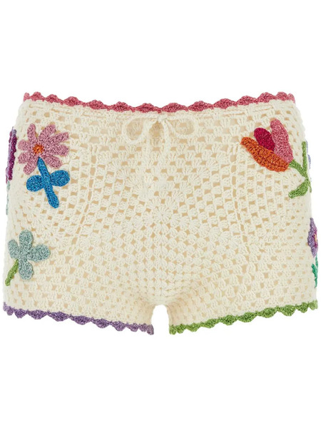  Rose Carmine Bloom Shorts - White 