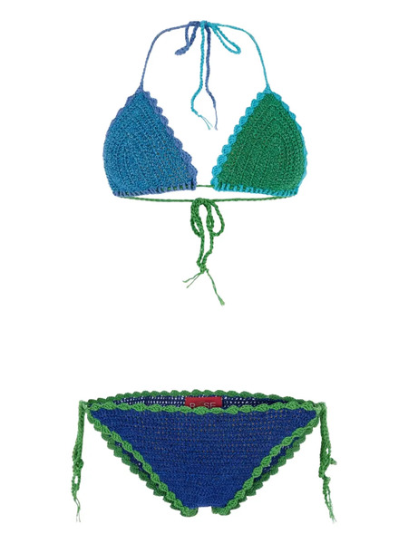  Rose Carmine Crochet-knit Bikini - Green 
