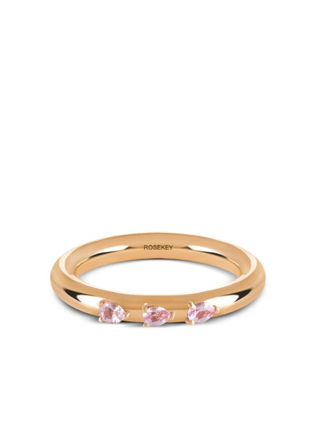  Rosekey 18k Rose Gold Leaves Of Grass Pink Sapphire Ring 