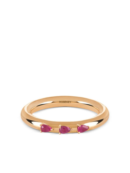  Rosekey 18k Rose Gold Ruby Leaves Ring 