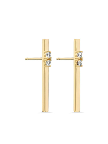  Rosekey 18k Rose Gold Whistle Diamond Bar Earrings 