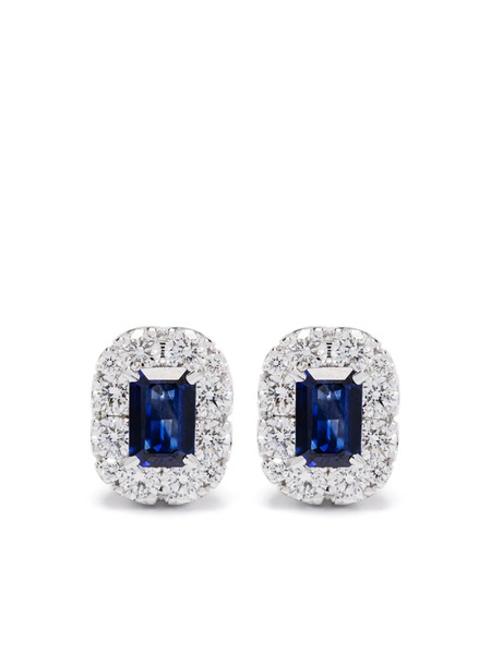  Rosekey 18k White Gold Diamonds And Sapphire Earrings - Silver 