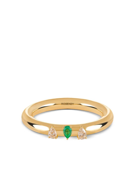  Rosekey 18k Yellow Gold Fairy Diamond And Emerald Ring 