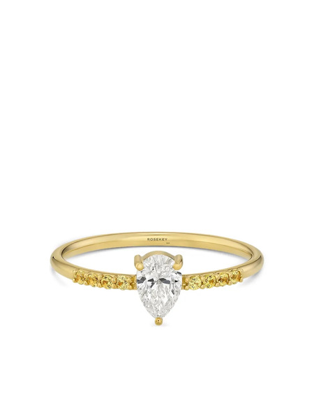  Rosekey 18k Yellow Gold Pixies Solitaire Diamond Ahd Sapphire Ring 