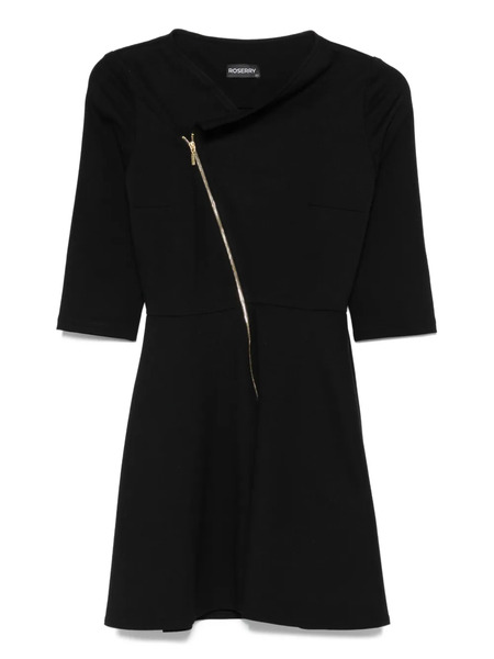 Roserry Chelsea Diagonal-zip Half-sleeve Mini Dress - Black 