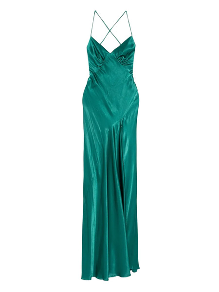  Roserry Cross-back Satin Maxi Dress - Green 