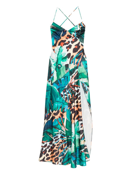  Roserry Cross-back Tropical-print Maxi Dress - Green 