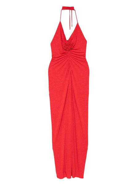  Roserry Halterneck Rose-embellished Maxi Dress - Red 