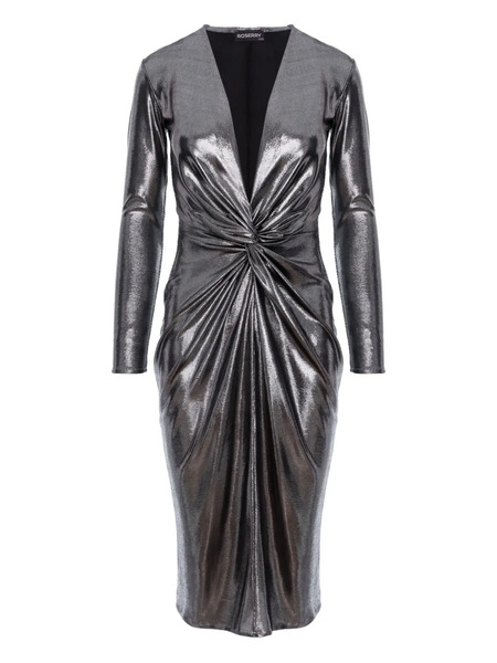  Roserry Mallorca Knot Long-sleeve Midi Dress - Silver 