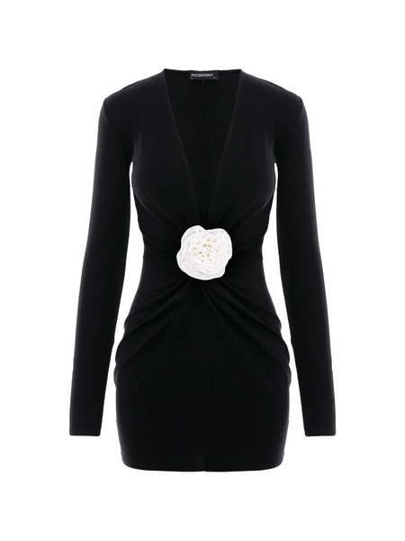  Roserry Mallorca Rose-embellished Long-sleeve Mini Dress - Black 
