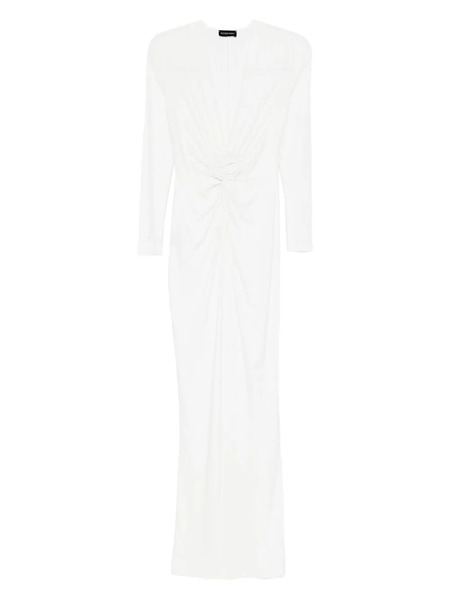  Roserry Mallorca Twist-neck Long-sleeve Maxi Dress - White 