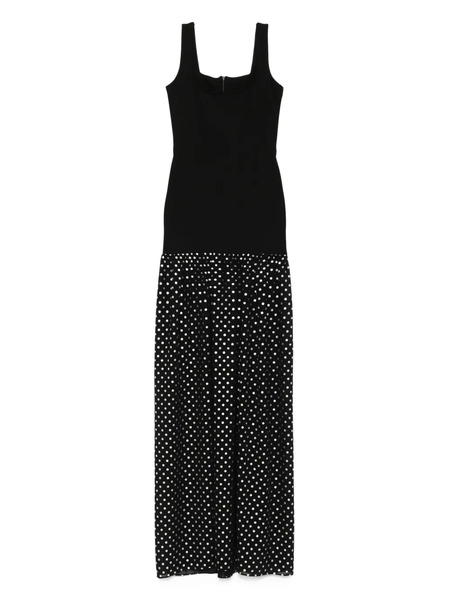  Roserry Polka-dot Square-neck Maxi Dress - Black 