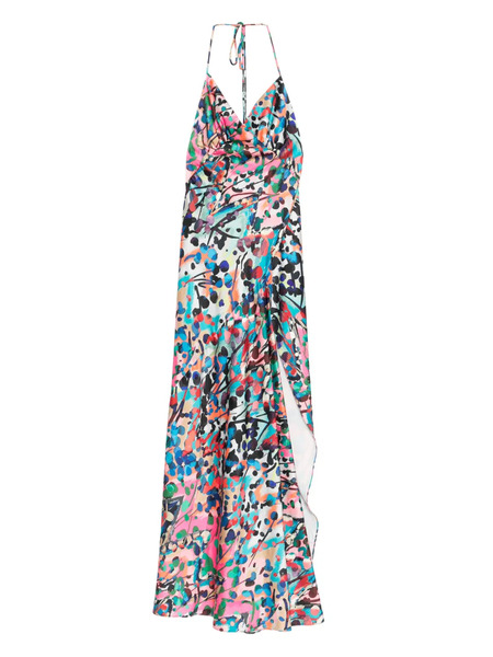  Roserry Seville Halterneck Abstract-print Maxi Dress - Pink 
