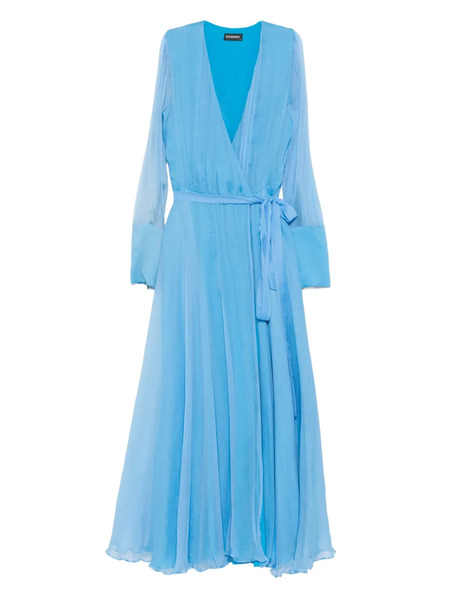  Roserry Wrap-effect Long-sleeve Midi Dress - Blue 