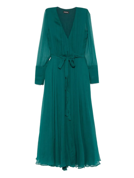  Roserry Wrap Long-sleeve Midi Dress - Green 