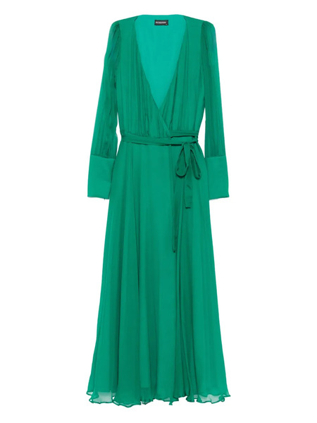  Roserry Wrap Long-sleeve Midi Dress - Green 