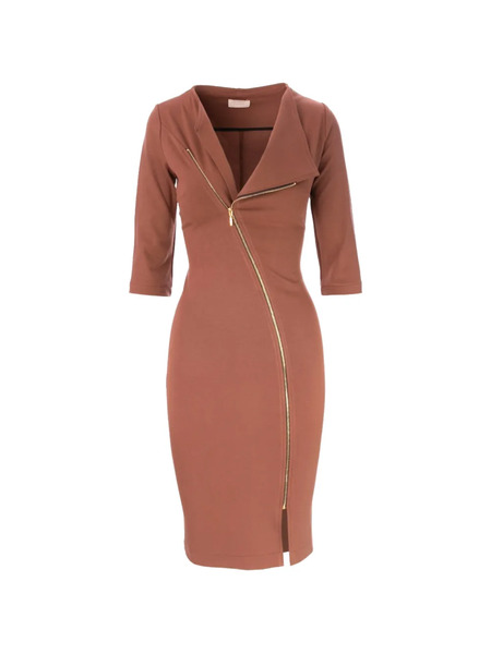  Roserry Zip-fastening Midi Dress - Brown 