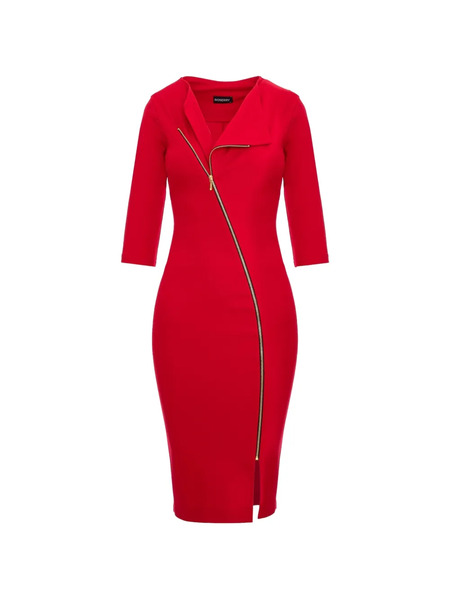  Roserry Zip-fastening Midi Dress - Red 