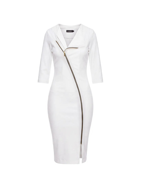  Roserry Zip-fastening Midi Dress - White 